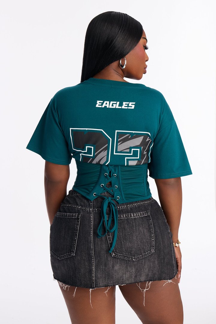 NFL Philadelphia Eagles Lace Up Top - Green