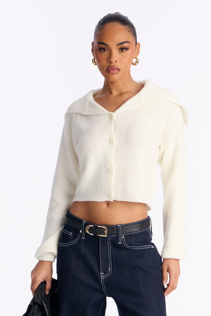 Carrie Collared Cardigan - Ivory