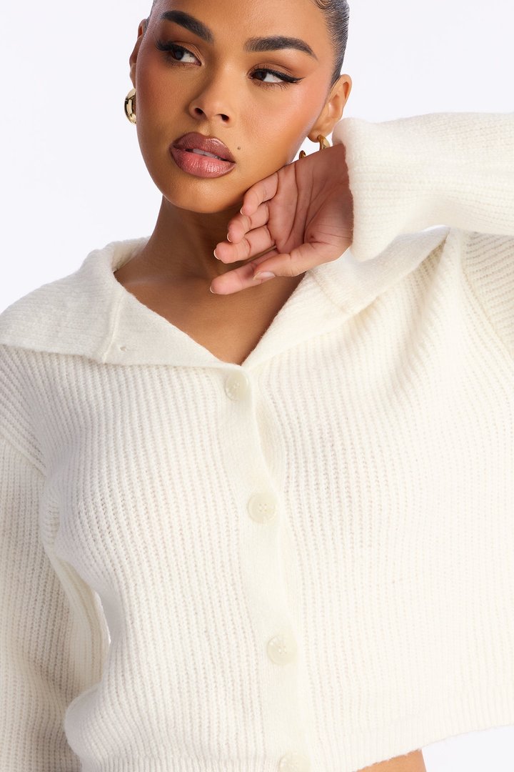 Carrie Collared Cardigan - Ivory