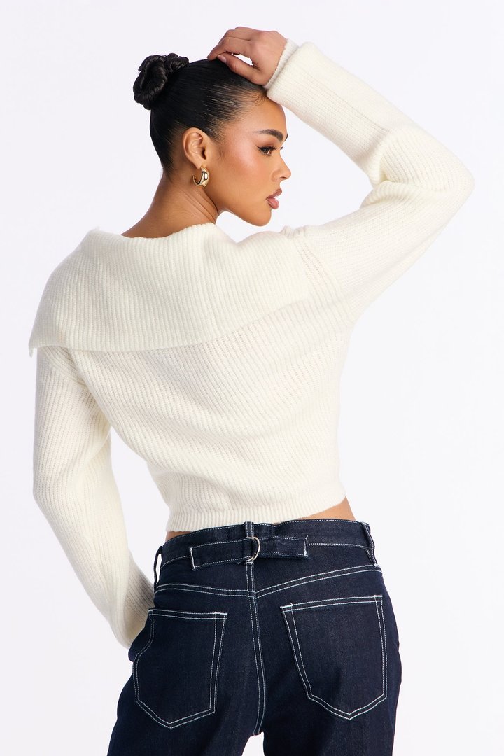 Carrie Collared Cardigan - Ivory