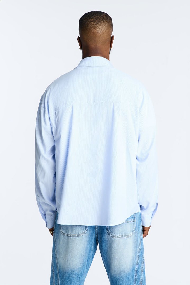 Testament Pinstripe Button Up Shirt - Light Blue