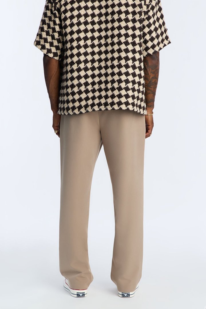 Straight Riven Elastic Waist Tech Pant - Taupe