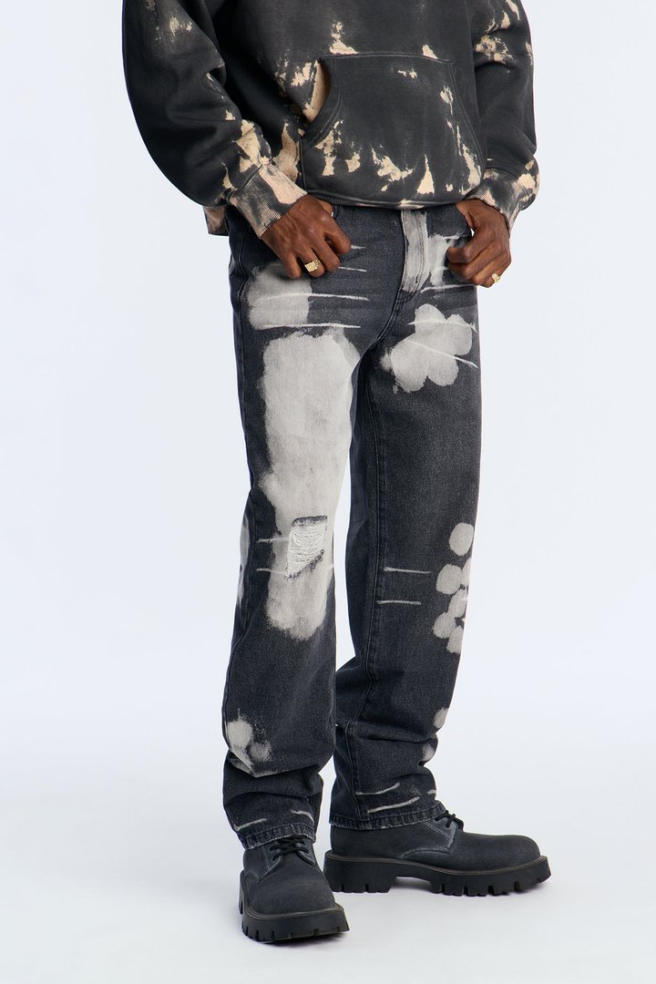 Straight Bleach Me Jean - Black Wash