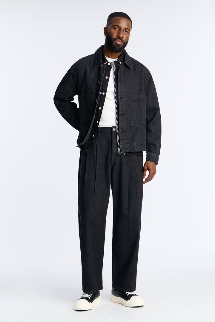 Barrel Aime Pleated Jean - Black Wash