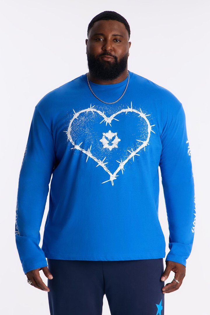 Embrace The Danger Oversized Long Sleeve Tee - Royal