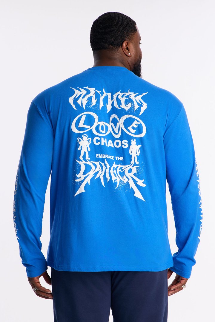 Embrace The Danger Oversized Long Sleeve Tee - Royal