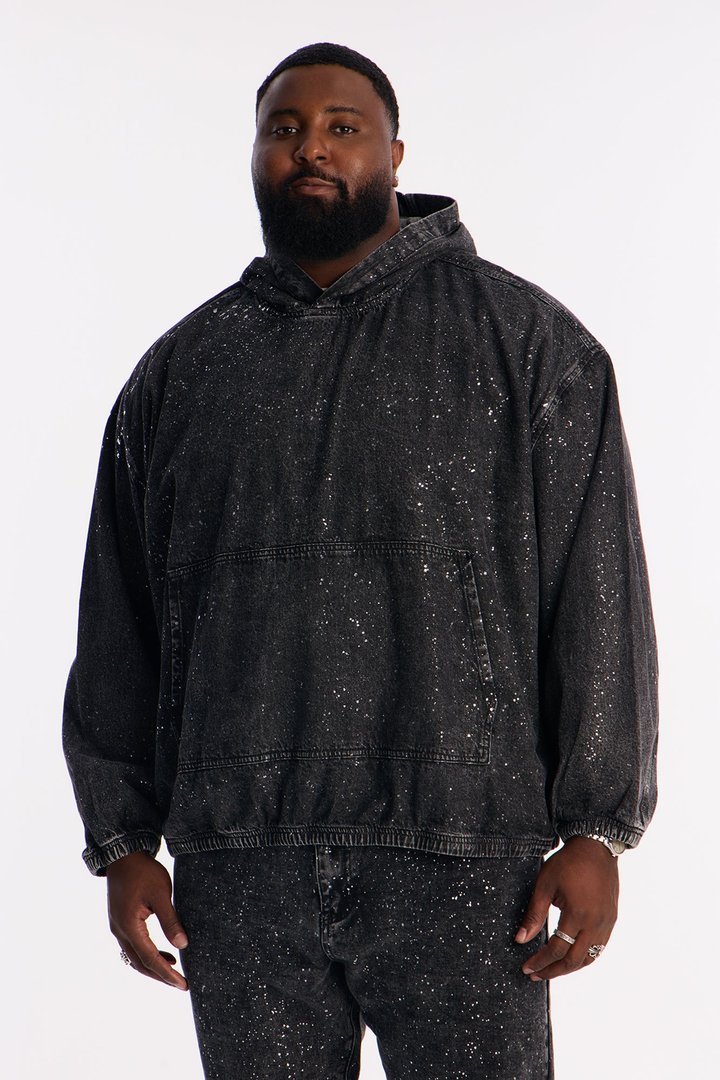 Shimmering Nights Denim Pull Over Jacket - Black Wash
