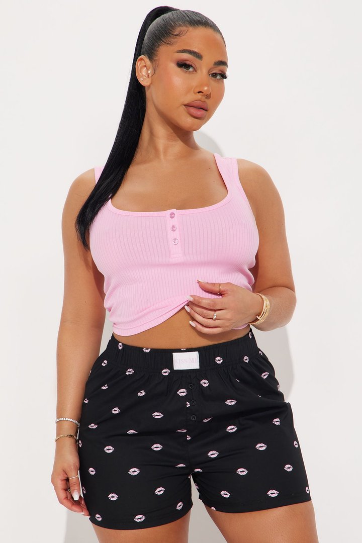Kiss Me PJ Boxer Short Set - Pink/combo