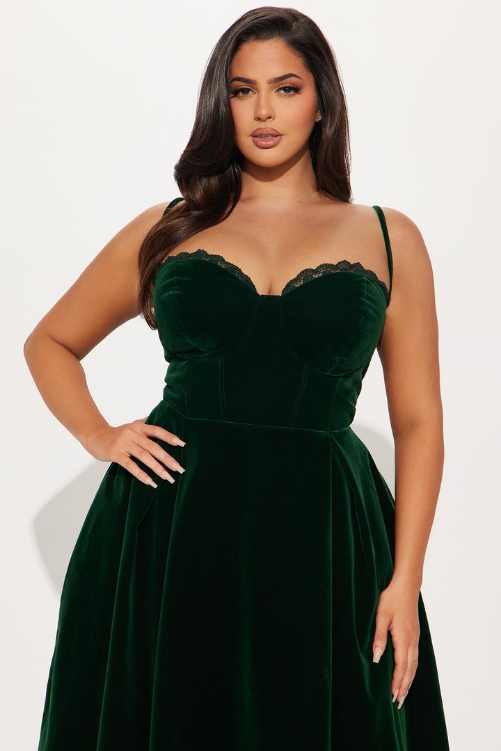 Julia Velvet Midi Dress - Hunter