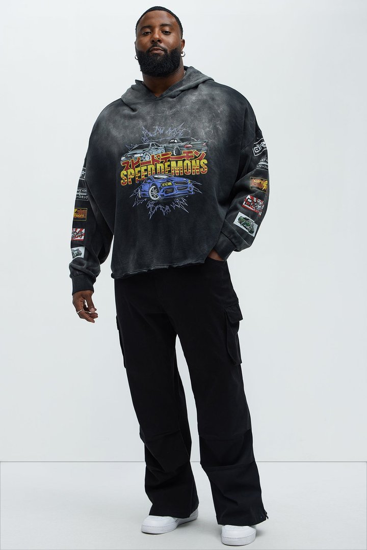 Tayson Speed Demons Boxy Hoodie - Black Wash