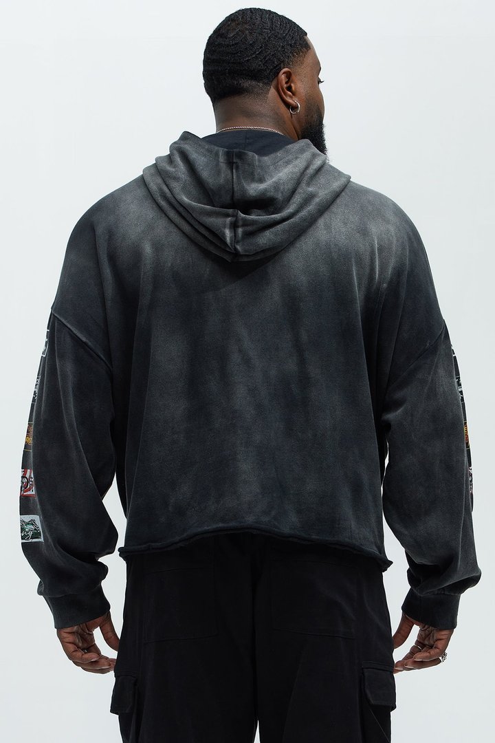 Tayson Speed Demons Boxy Hoodie - Black Wash