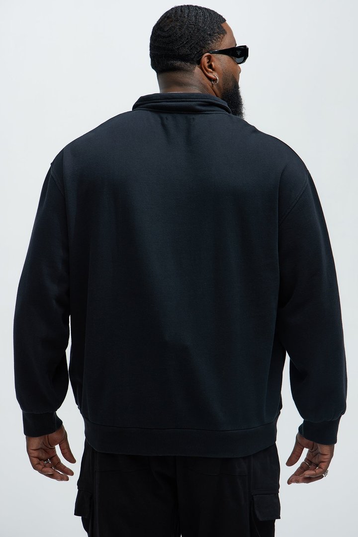 Tayson Die Rich Quarter Zip Sweatshirt - Black Wash