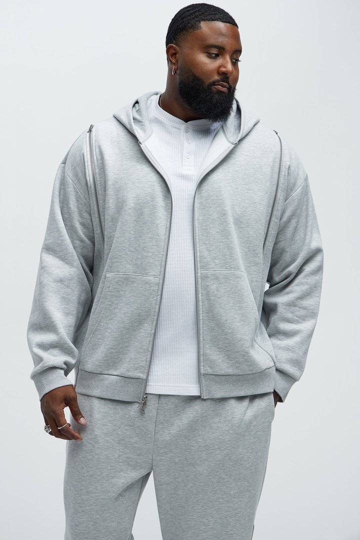 Tayson Stay Away Zip Up Hoodie - Heather Grey