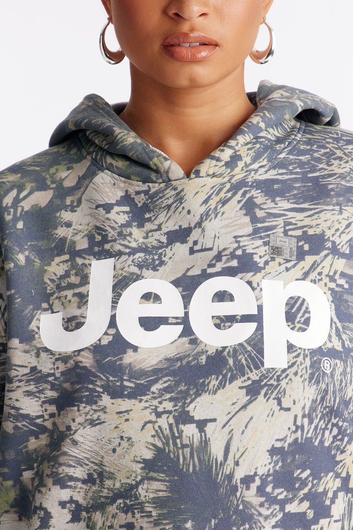 Jeep Camo Fleece Sweatshirt Hoodie - Olive