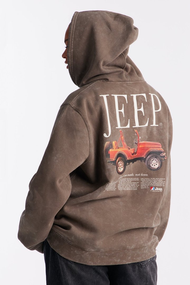 Jeep Legends Washed Fleece Hoodie - Brown