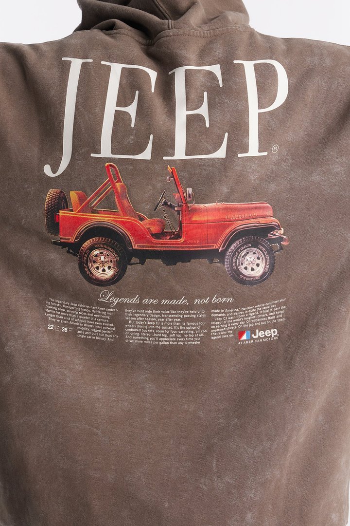 Jeep Legends Washed Fleece Hoodie - Brown