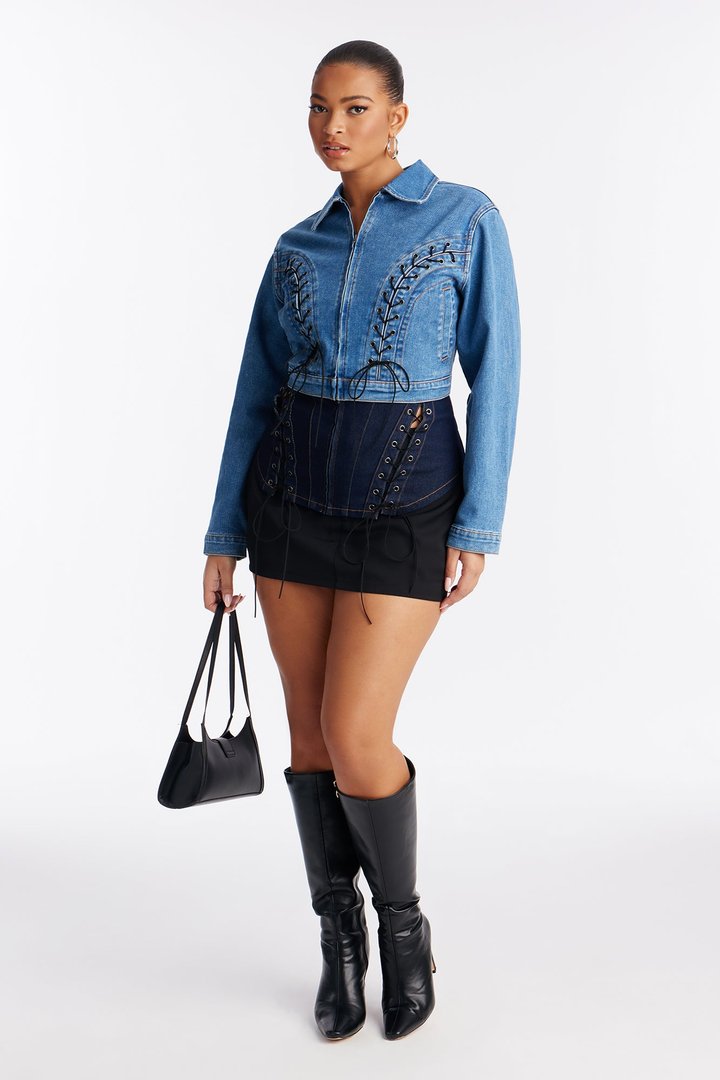 Laced Intentions Denim Jacket - Medium Wash