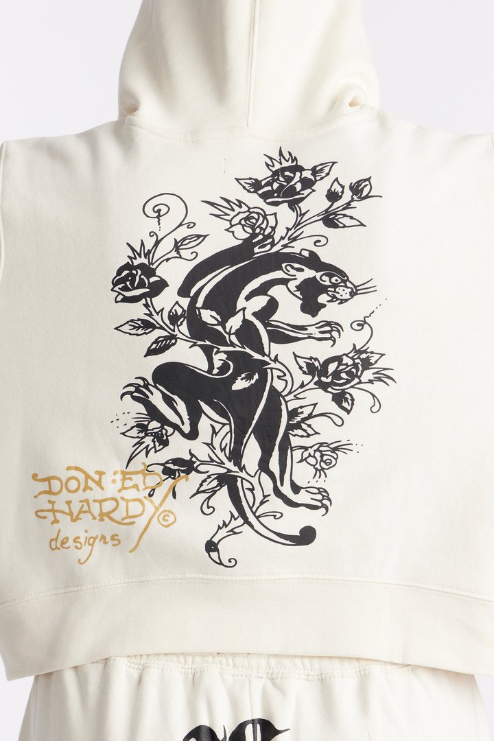 Ed Hardy Dragon Heart Zip Front Hoodie - Ivory