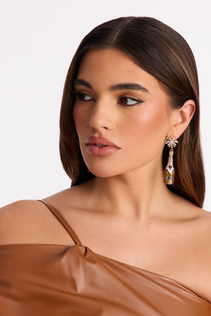 Let's Have A Toast Drop Earrings - Gold