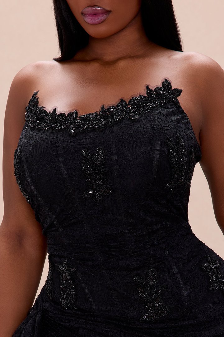 Sarah Lace Corset Gown - Black