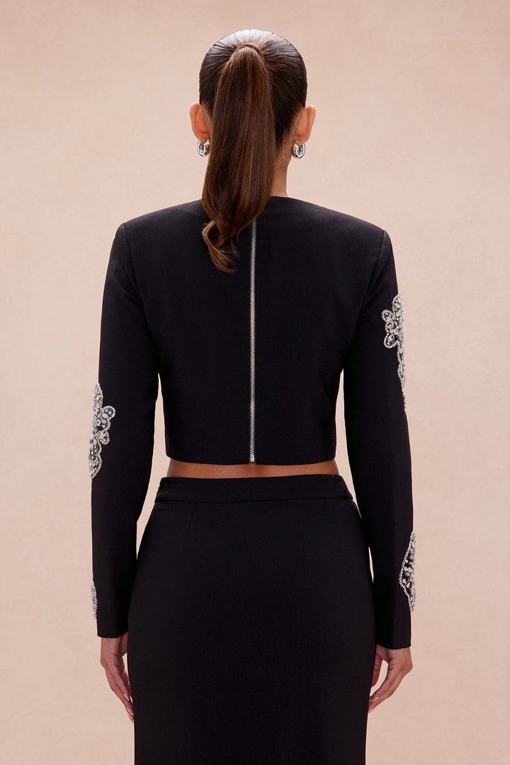 Monique Rhinestone Embellished Top - Black