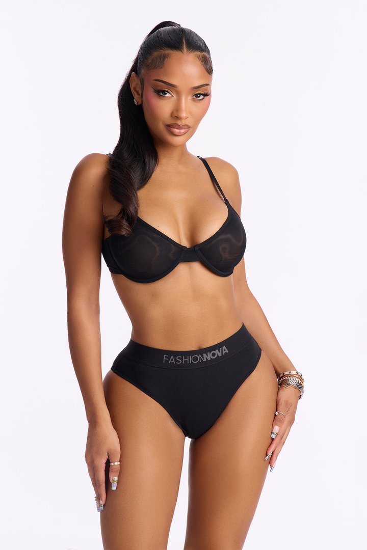 FN Mood Cotton Ribbed Hipster Panty - Black