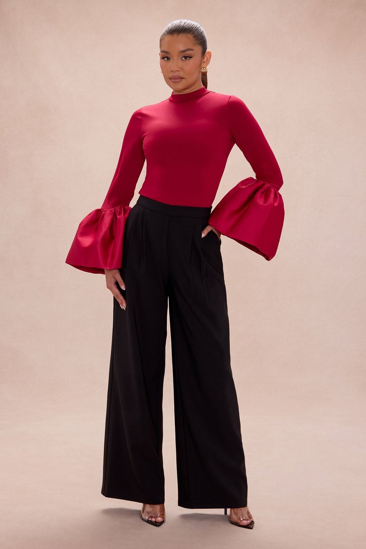 Estelle Bell Sleeve Top - Burgundy