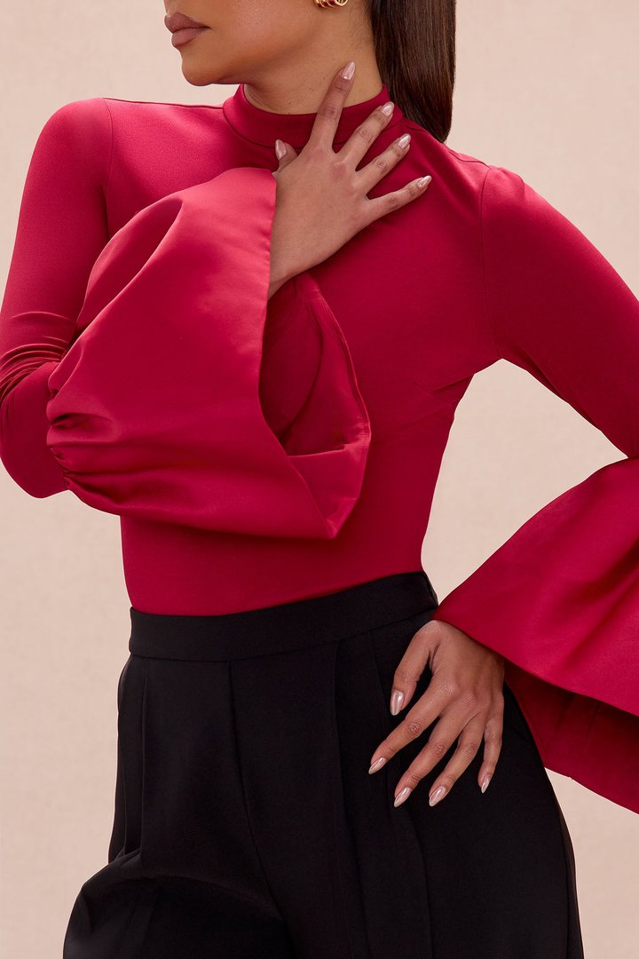 Estelle Bell Sleeve Top - Burgundy