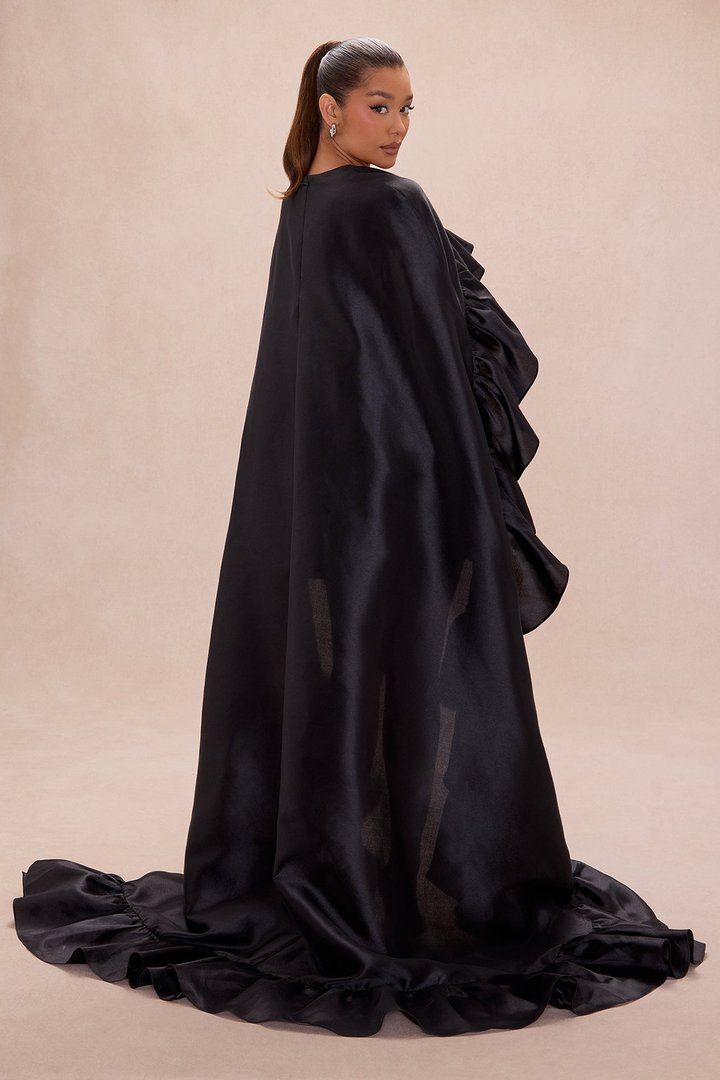 Chic Drama 2 Piece Cape Mini Dress Set - Black