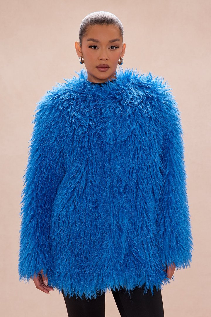Aubrie Faux Fur Jacket - Blue
