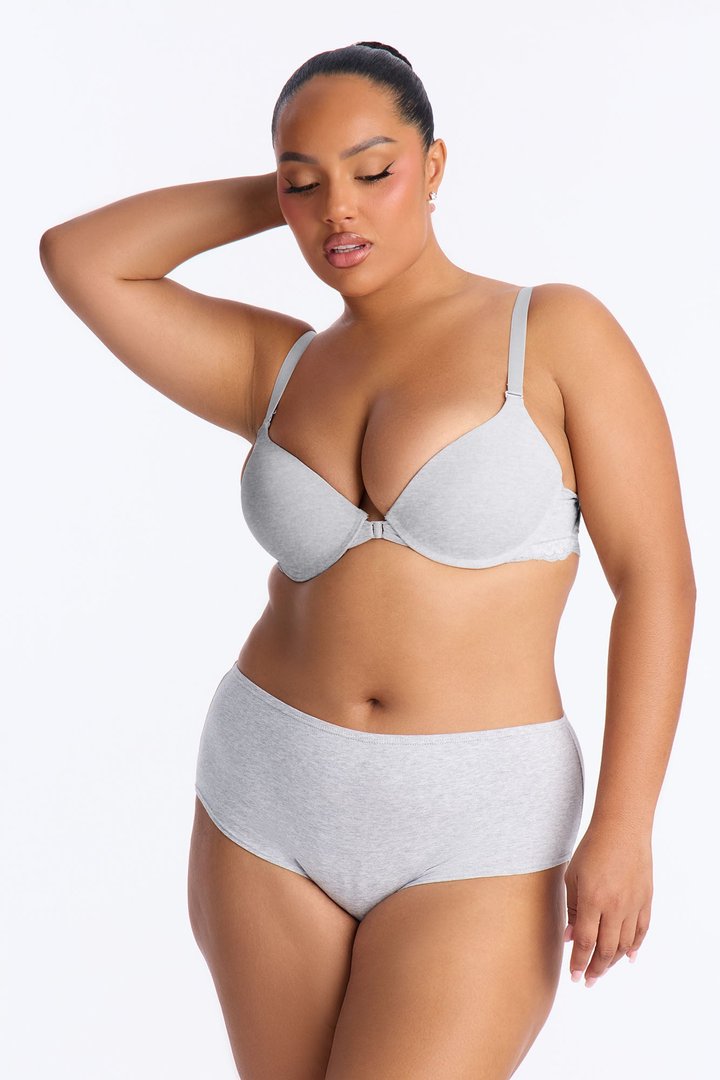 Nova Cotton Full Coverage Brief Panty - Heather Grey