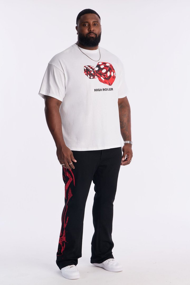 Stacked Skinny Flare Rockstar Life Jewel Pant - Black/Red