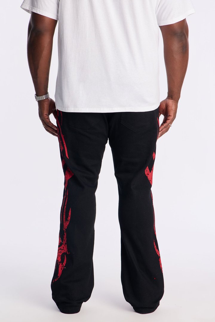 Stacked Skinny Flare Rockstar Life Jewel Pant - Black/Red