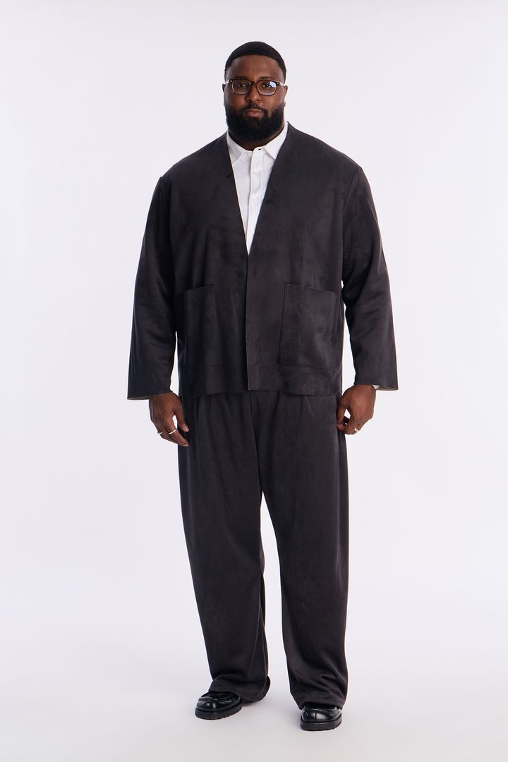 Noven Edge Suede Drawstring Pant - Charcoal