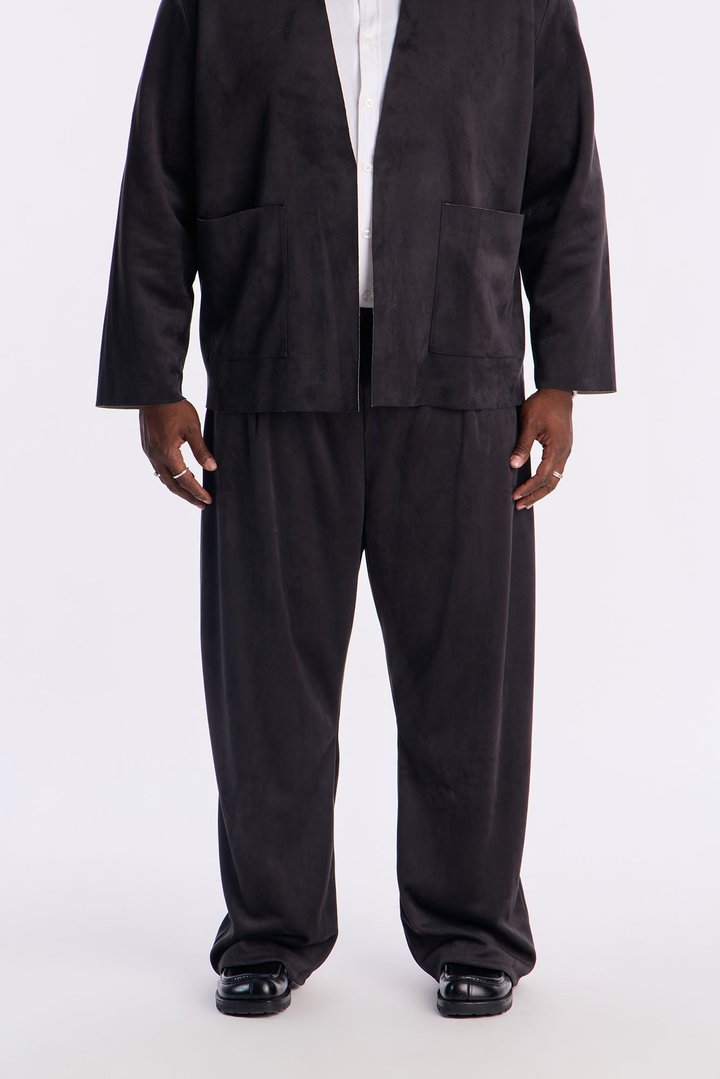 Noven Edge Suede Drawstring Pant - Charcoal