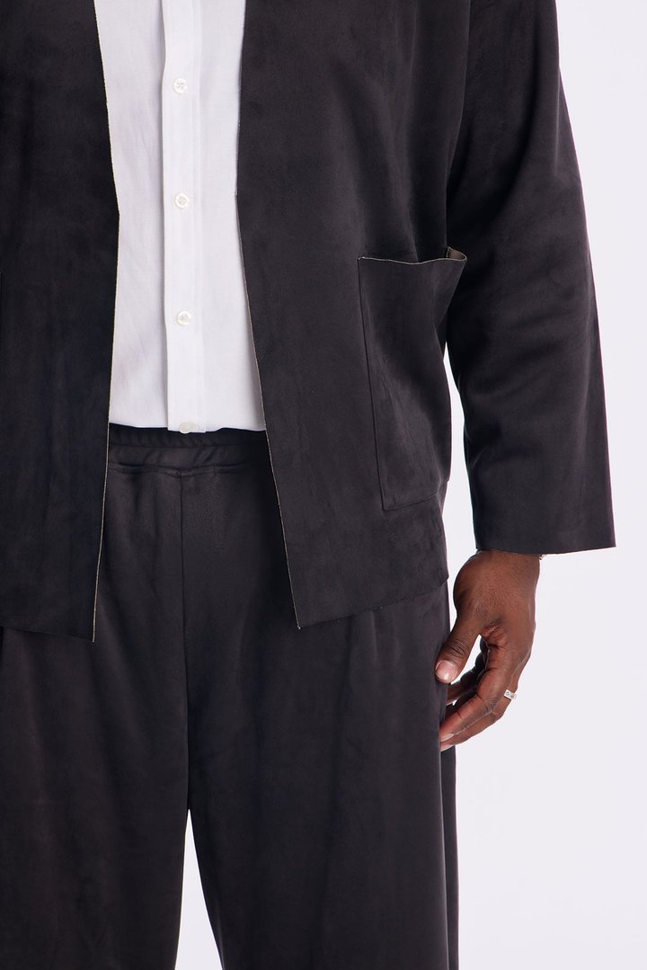 Noven Edge Suede Drawstring Pant - Charcoal