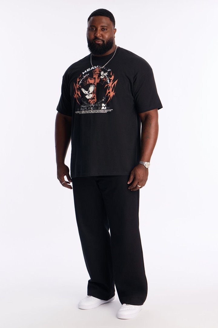 Heavenly Born Foil Print Short Sleeve Tee - Black