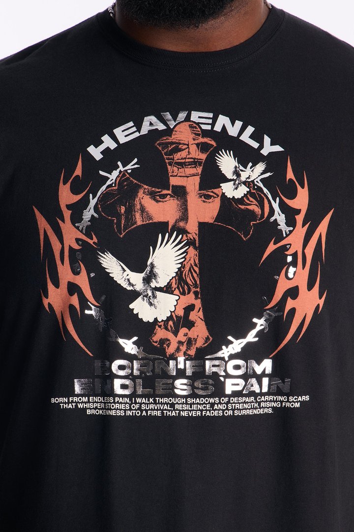 Heavenly Born Foil Print Short Sleeve Tee - Black