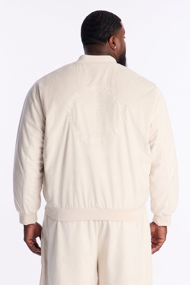 Granite Cut Suede Bomber Jacket - Off White
