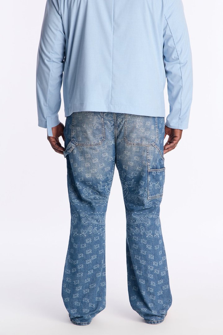 Paisley Last Stacked Slim Flare Carpenter Jean - Medium Blue Wash