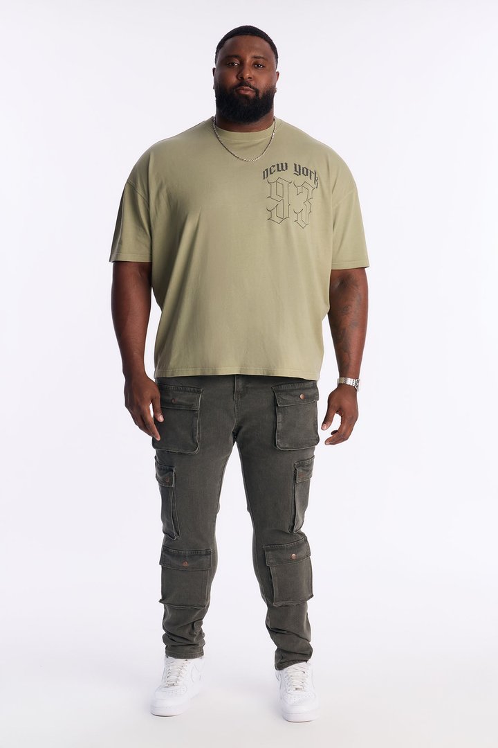 Stacked Skinny Back To Back Cargo Jean - Olive