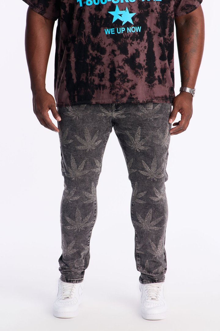 Skinny Blazing Away Rhinestone Jean - Black Wash
