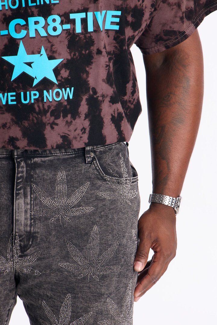 Skinny Blazing Away Rhinestone Jean - Black Wash