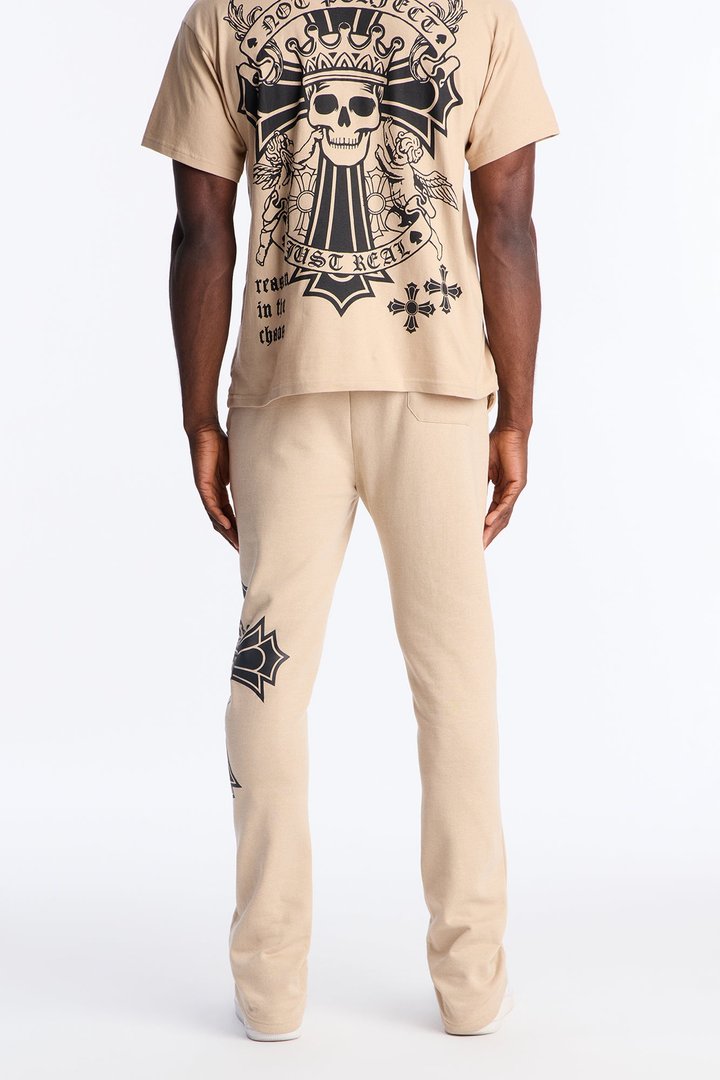 Bad Habits Not Perfect Skinny Flare Sweatpant - Taupe