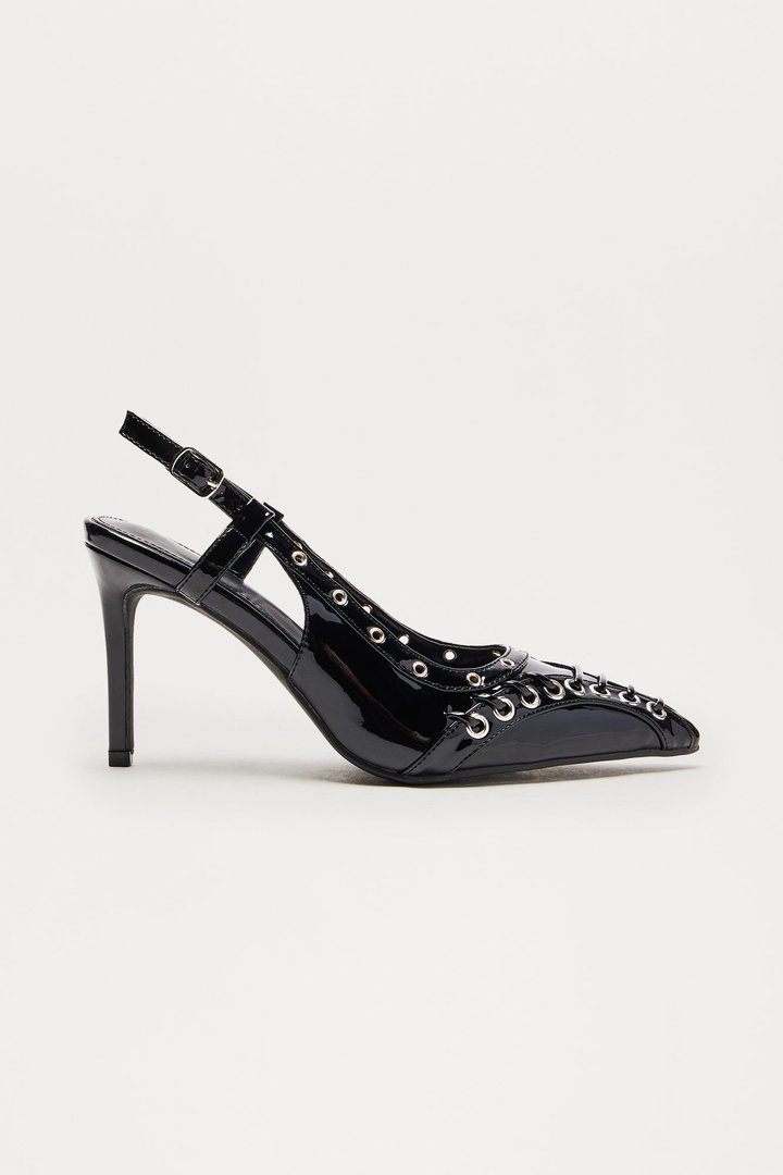 Rhett Grommet Slingback Pumps - Black