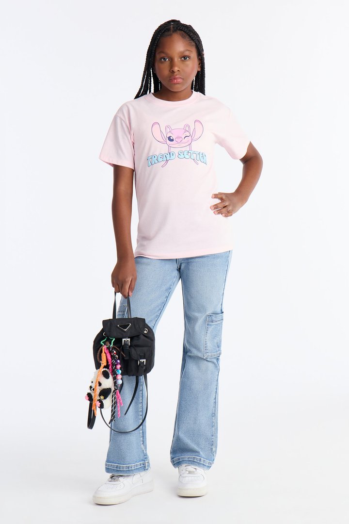 Mini Angel Trend Setter Short Sleeve Front/Back Tee - Light Pink