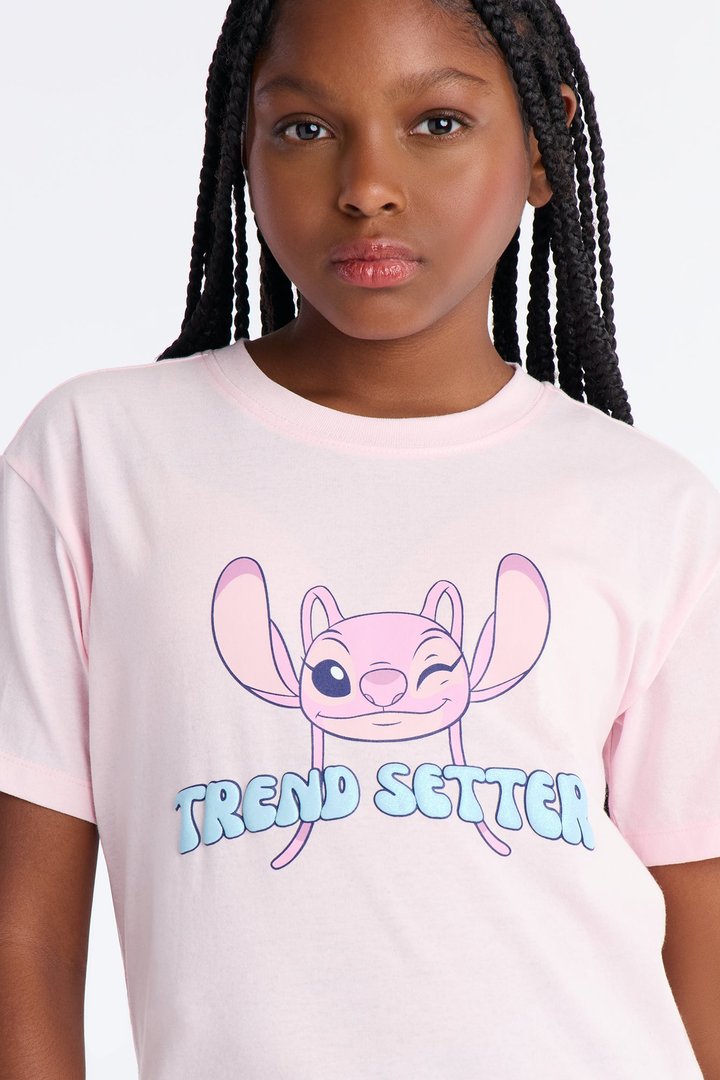 Mini Angel Trend Setter Short Sleeve Front/Back Tee - Light Pink