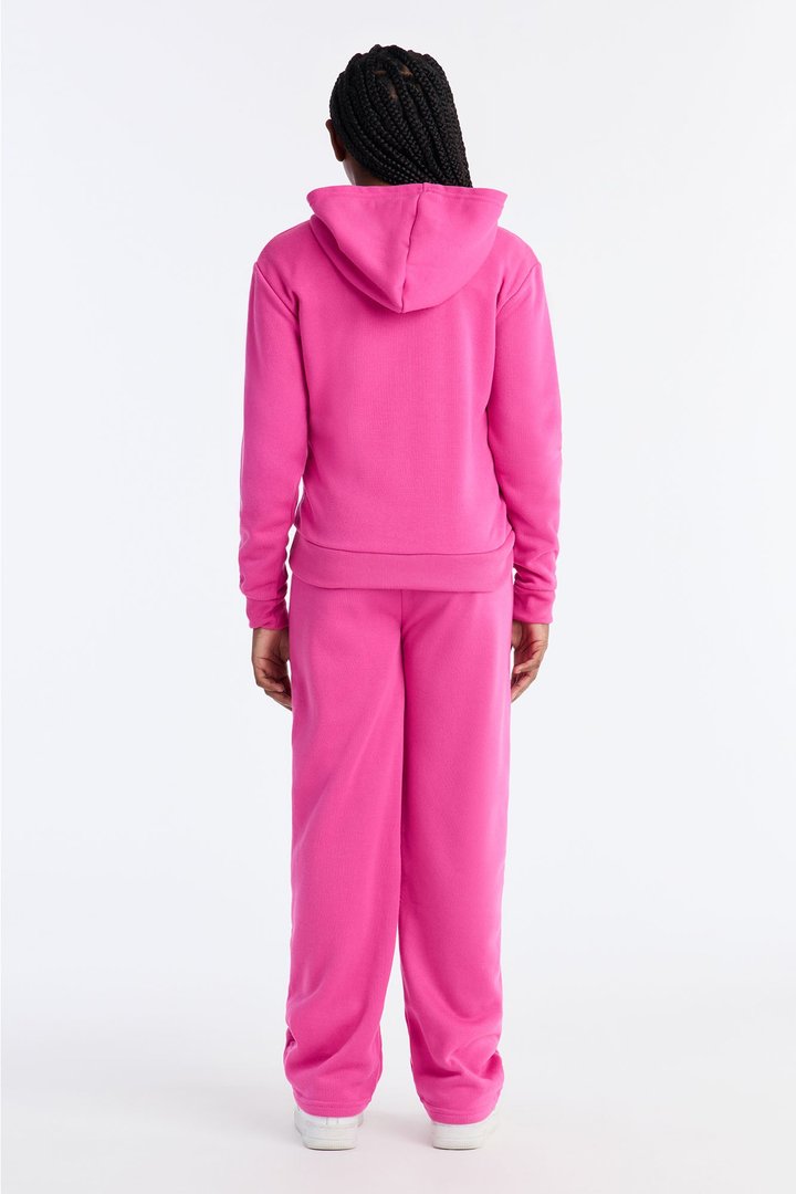 Mini Figure It Out Fleece Pant Set - Hot Pink