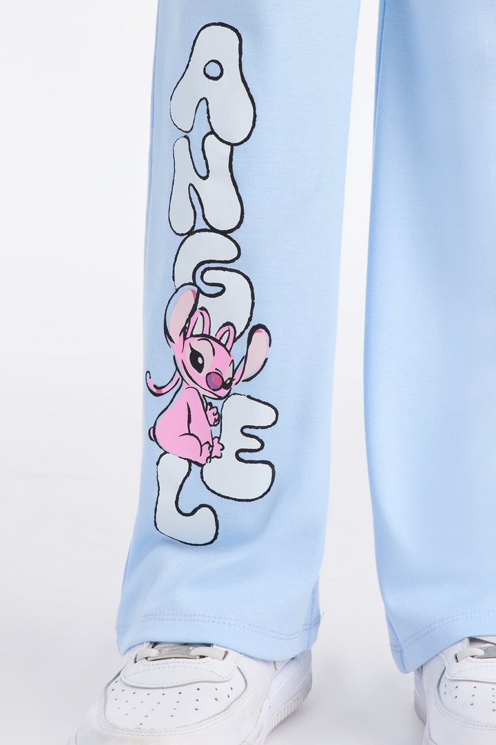 Mini Angel and Stitch Front/Back Flare Legging Set - Light Blue