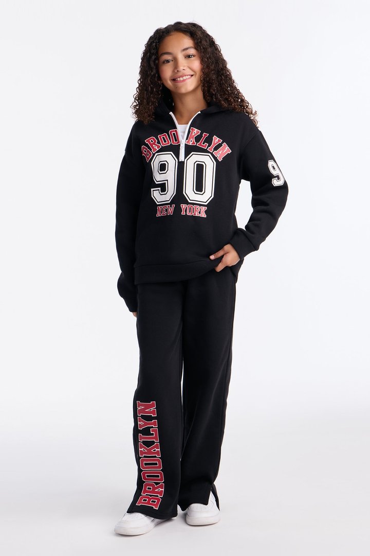 Mini Brooklyn NY Fleece Pant Set - Black/Red